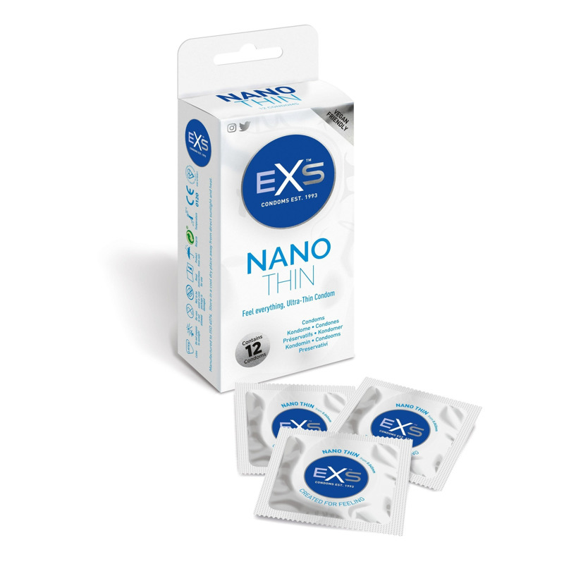 Презервативы ультратонкие из латекса EXS Nano Thin веганские (цена за упаковку, 12 шт.)