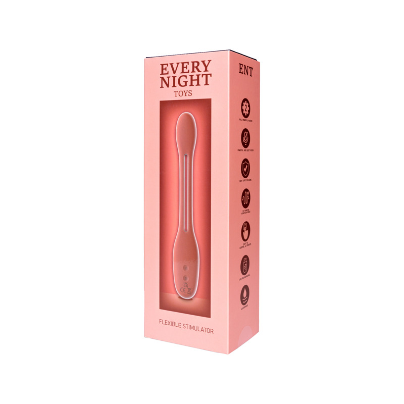 Гибкий вибратор для пар Every Night Toys Flexible с двумя моторчиками, красный
