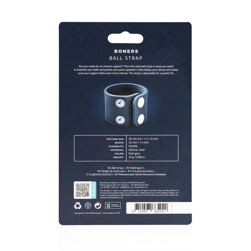 Кольцо на мошонку Boners Ball Strap, серое, S/M