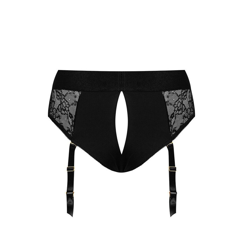 Кружевные трусы для страпона с подвязками для чулок Strap-On-Me DIVA HARNESS - XS