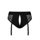 Кружевные трусы для страпона с подвязками для чулок Strap-On-Me DIVA HARNESS - XS