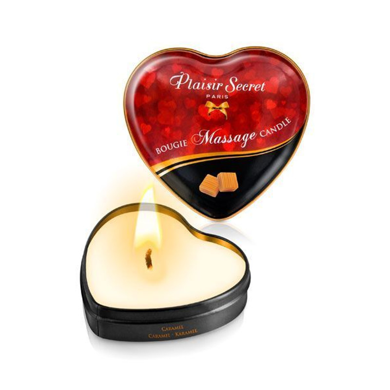 Распродажа!!! Массажная свеча-сердечко Plaisirs Secrets Caramel (35 мл) (срок 09.2025)