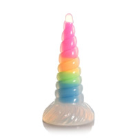 Фэнтезийный фаллоимитатор Creature Cocks Luminescent Rainbow Silicone Dildo