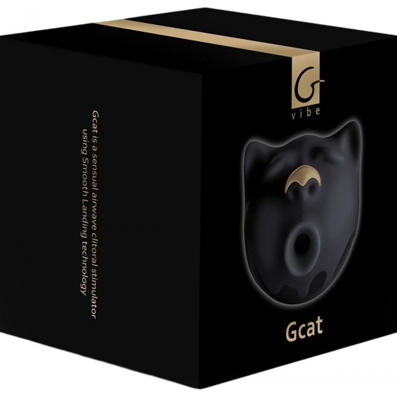 Вакуумный стимулятор клитора в форме кота Gcat Gvibe, силиконовый, черный