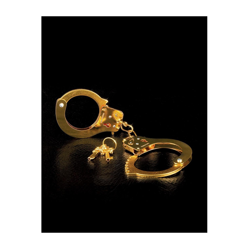Наручники с ключиком и предохранительным рычагом Pipedream Fetish Fantasy Gold золотистого цвета