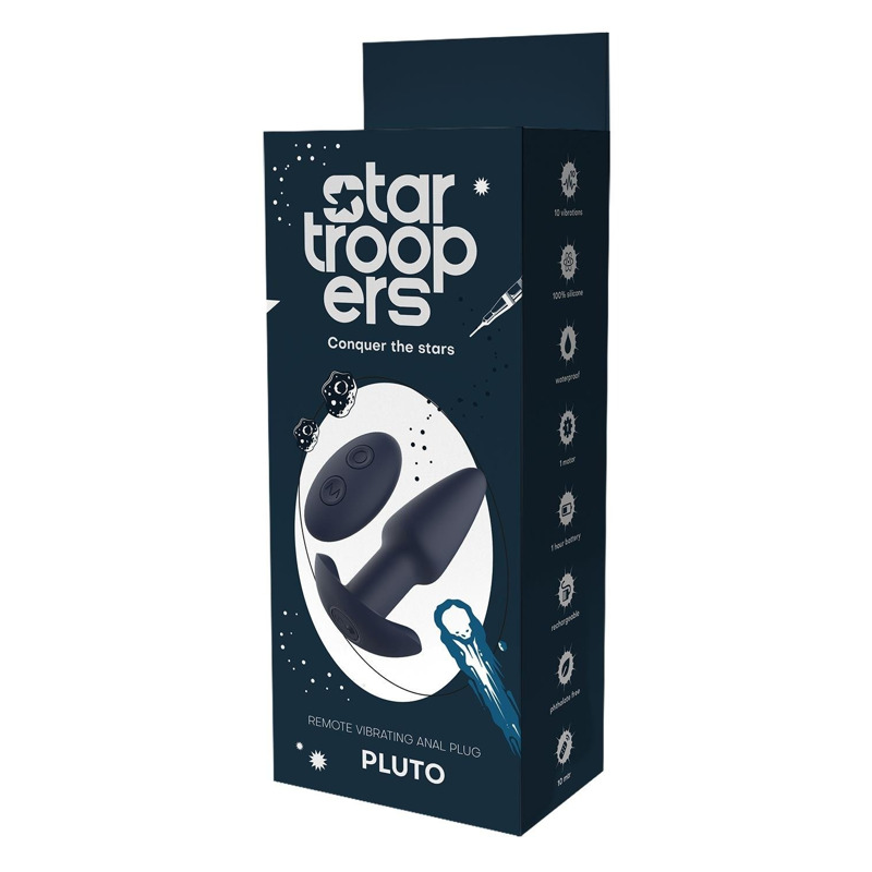 Вибрирующая анальная пробка Dream Toys Startroopers Pluto с пультом управления, черная