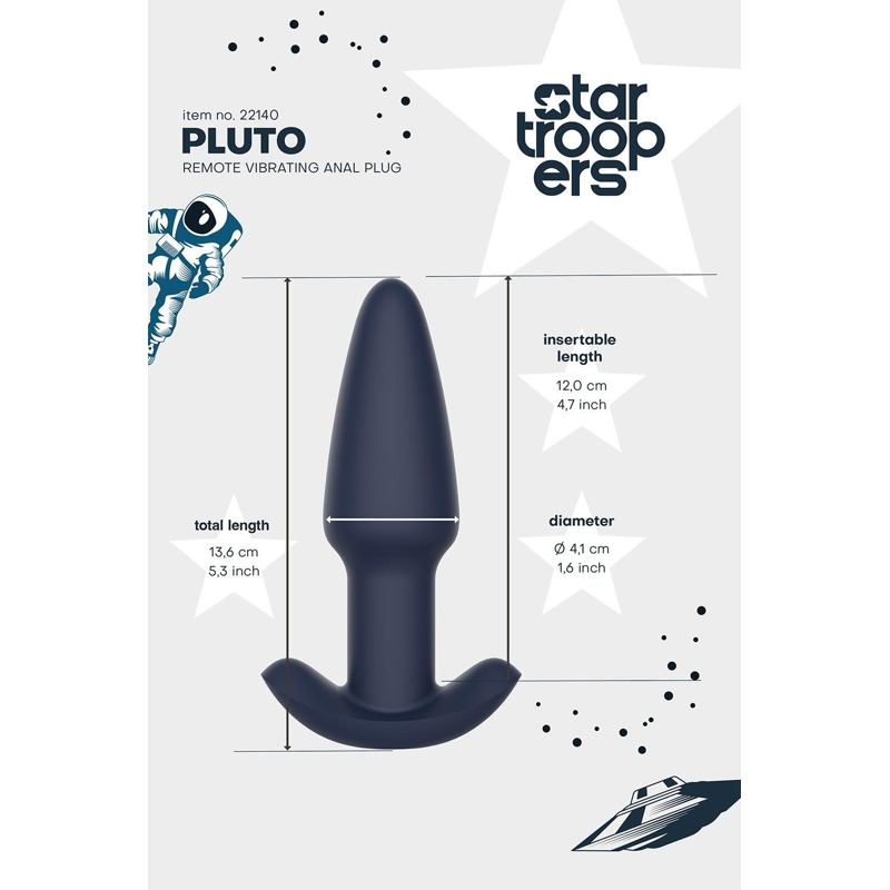 Вибрирующая анальная пробка Dream Toys Startroopers Pluto с пультом управления, черная