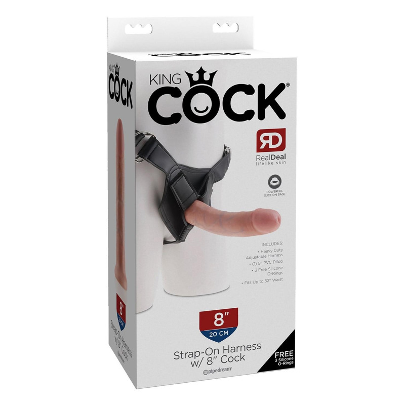Ременная черная сбруя Pipedream King Cock Strap-On Harness с реалистичным фаллоимитатором, 20 см