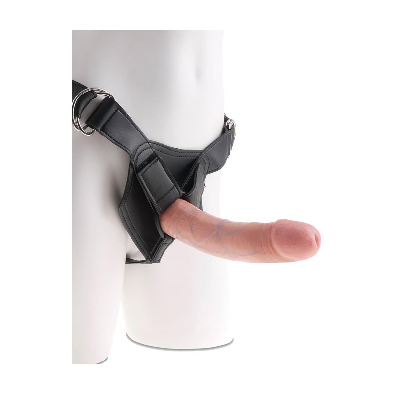 Ременная черная сбруя Pipedream King Cock Strap-On Harness с реалистичным фаллоимитатором, 20 см