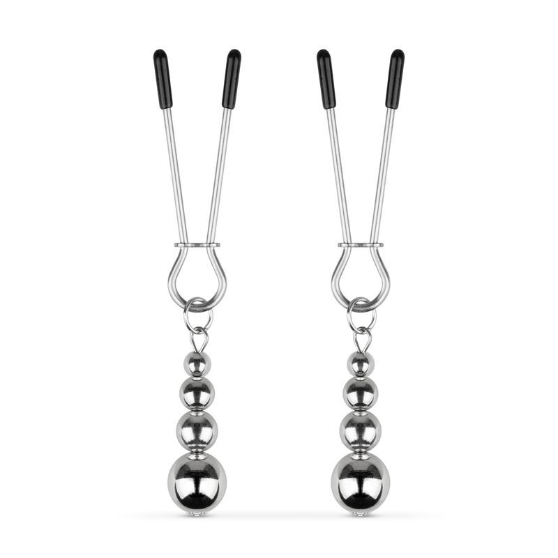 Зажимы для сосков Bedroom Fantasies: Nipple Clamps with Beaded Chain - Silver