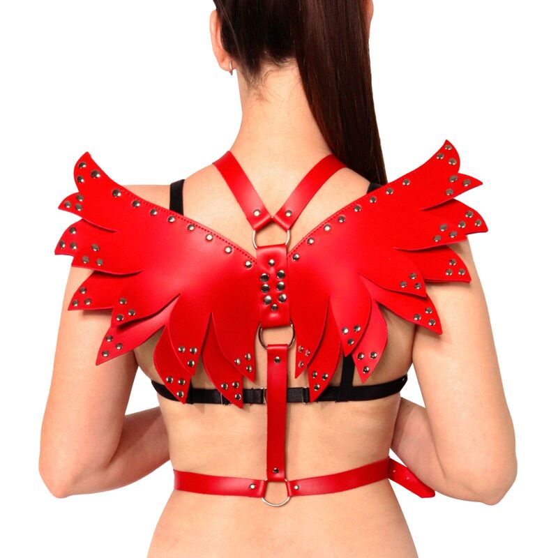 Женская портупея Art of Sex - Wings красная XS-M, экокожа