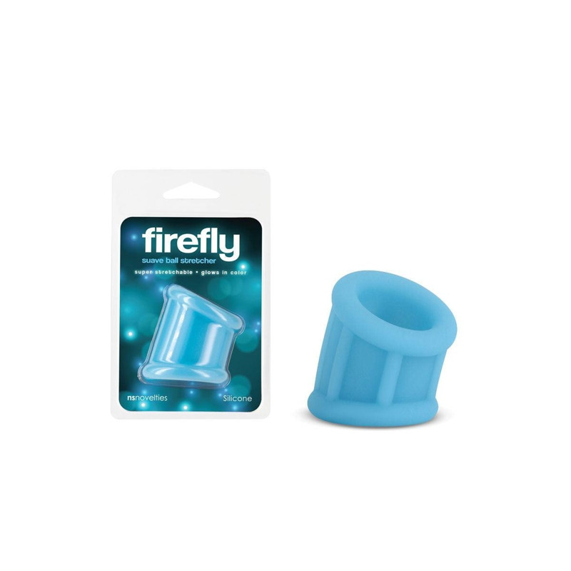Эрекционная насадка на пенис NS Novelties Firefly светящяяся в темноте, голубая