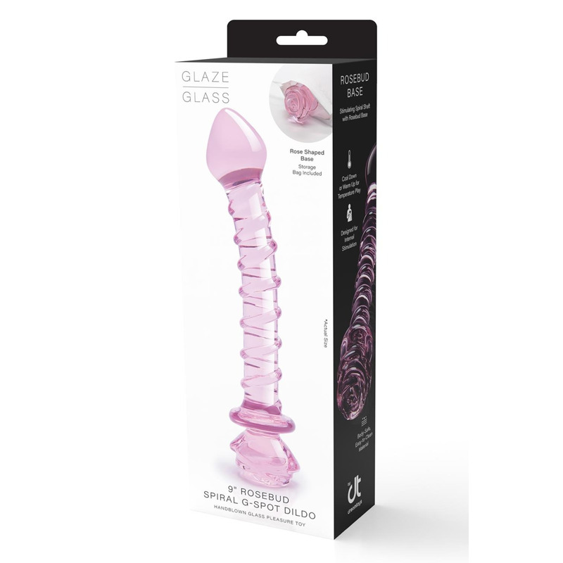 Спиральный фаллоимитатор для точки G из стекла Dream Toys Glaze Glass в форме бутона розы