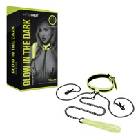 Ошейник с зажимами для сосков Whipsmart Glow In The Dark флуорисцентный, зеленый
