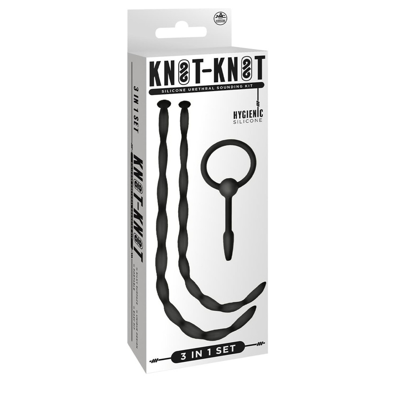 Набор черных уретральных катетеров NMC Knot Knot XL из силикона с бусинами, XL
