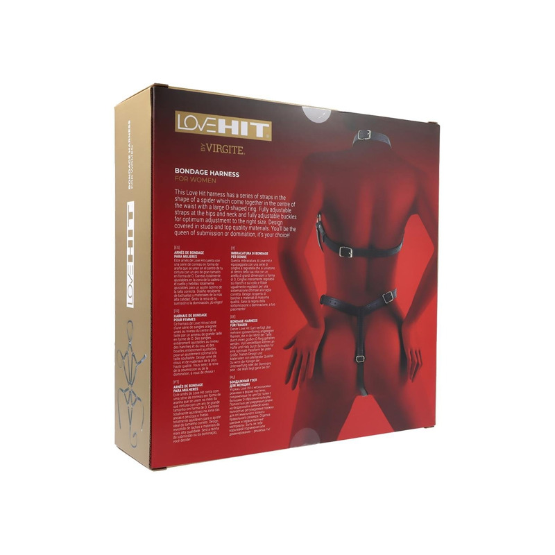 Портупея с декоративными заклепками Love Hit из экокожи, черная