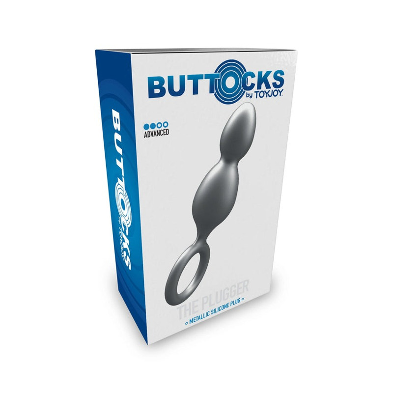 Анальная елочка Toy Joy Buttocks The Plugger 2 Balls с держателем, черная