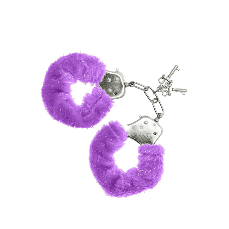 Наручники S Pleasures Furry Cuffs Purple с пушистой отделкой, 2 ключа в комплекте