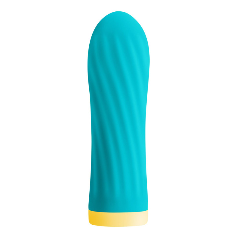 Вибропуля S Pleasures Bullets Twist & Shout Turquoise, бирюзовая, ребристая поверхность, 10 режимов