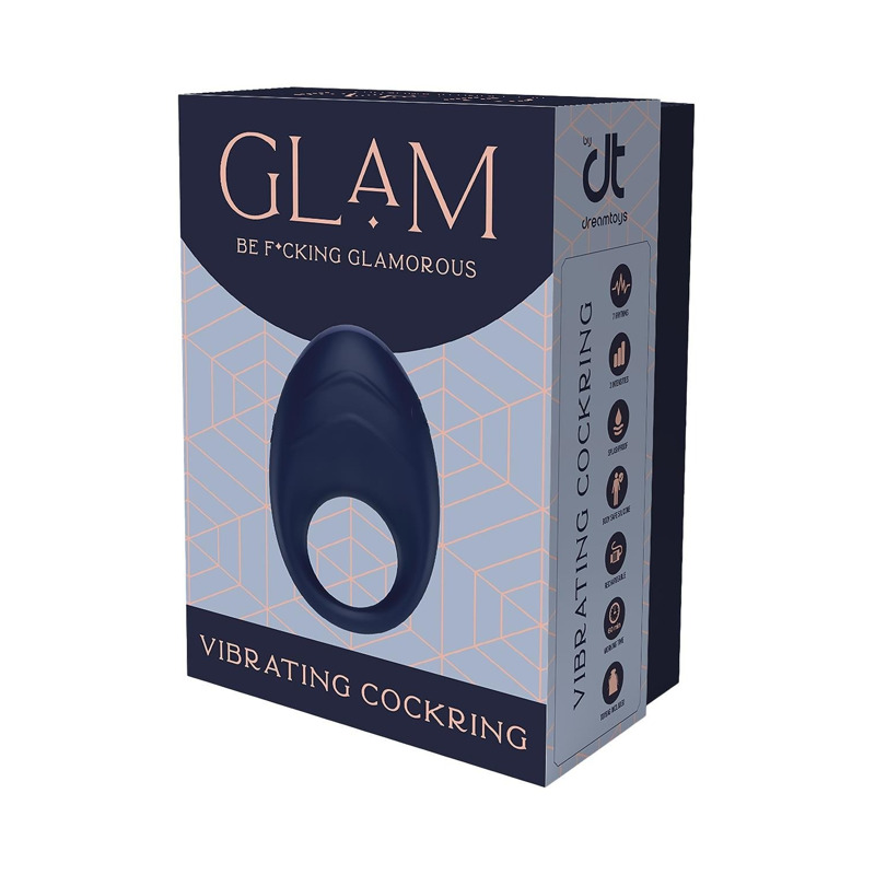 Гламурное вибрационное кольцо для пениса Dream Toys Glam синее