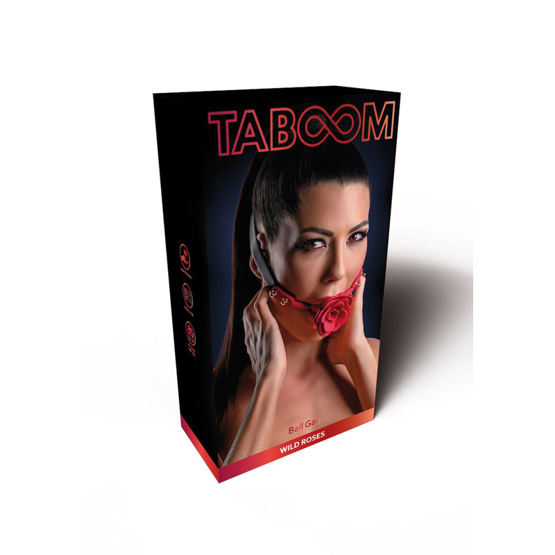 Кляп с декоративной розой Taboom Wild Roses Ball Gag черный-красный