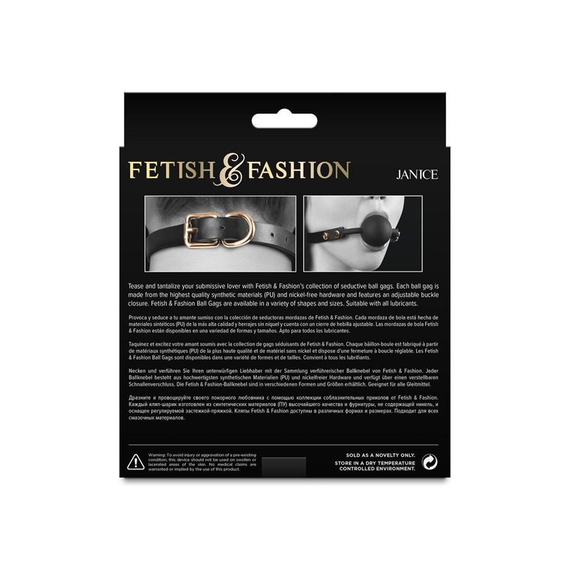 Кляп с шариком NS Novelties FETISH & FASHION Janice на регулируемом ремешке, черный