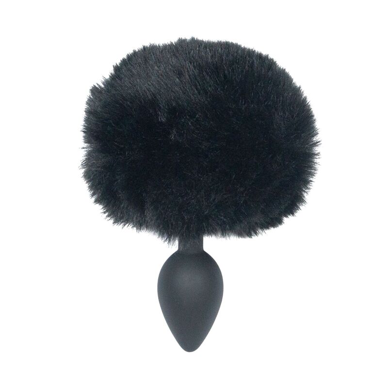 Анальная пробка с хвостом Punishment - Bunny Tail Silicone Anal Plug - Black