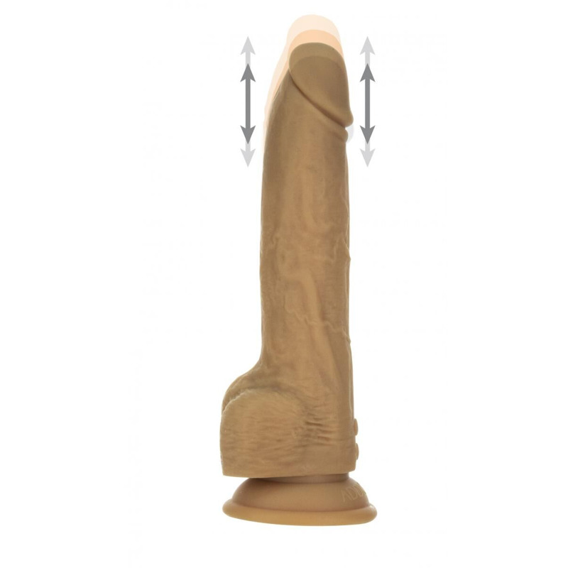 Фаллоимитатор с пульсацией Naked ADDICTION Dominic 9″ Caramel, пульт ДУ, диаметр 4,2 см