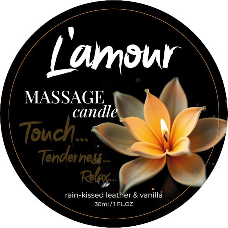 Массажная свеча L'amour Rain-Kissed Leather and Vanilla с ароматом ванили, 30 мл