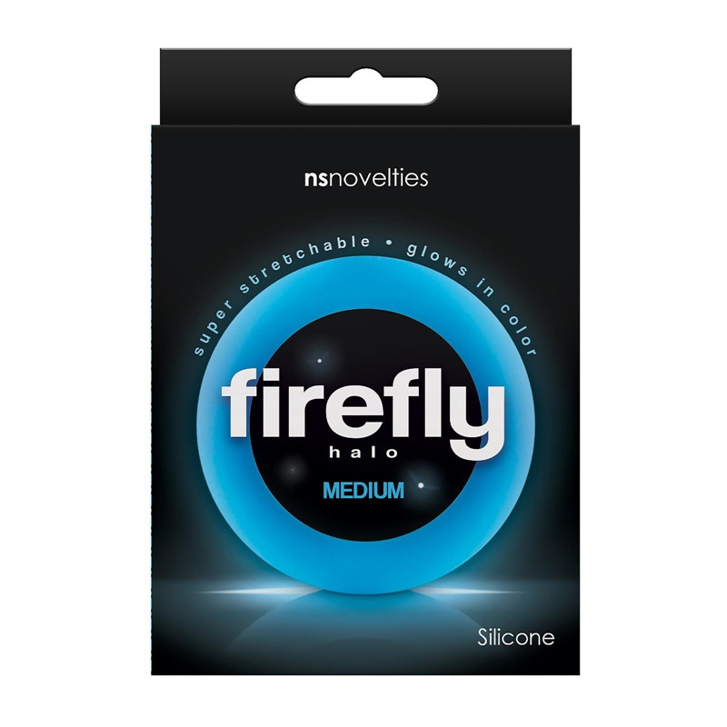 Эрекционное кольцо для пениса люминесцентное NS Novelties Firefly синее, М