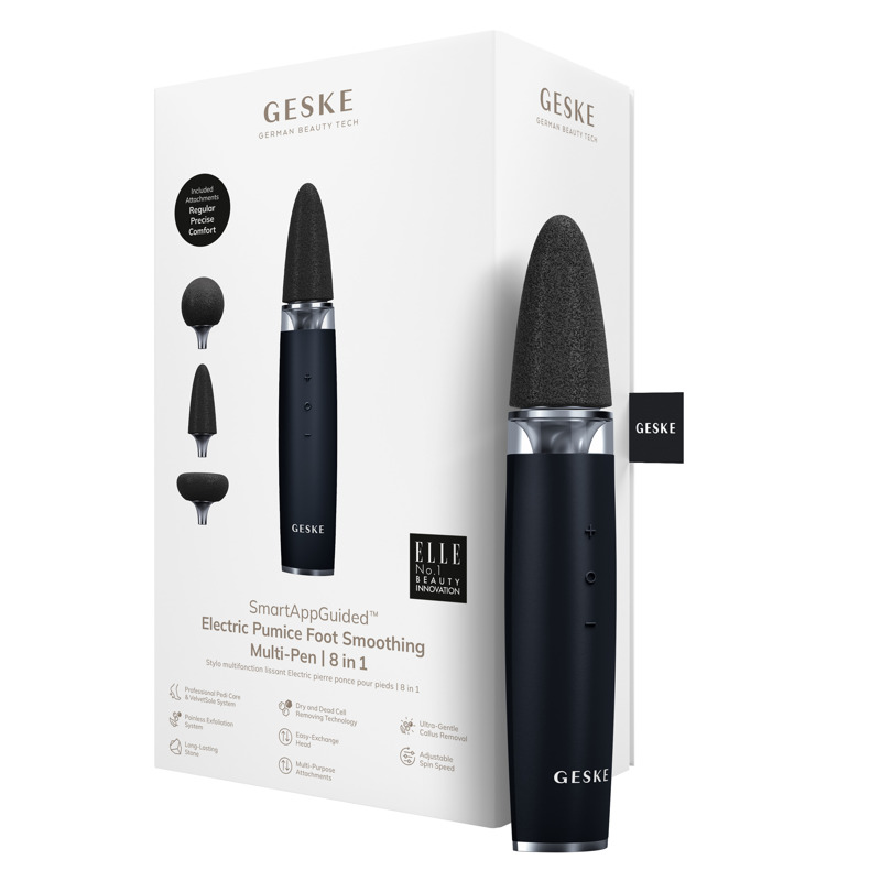 Шлифовальная пилка для стоп с дополнительными насадками GESKE Electric Pumice Foot Smoothing Multi-Pen 8в1 black