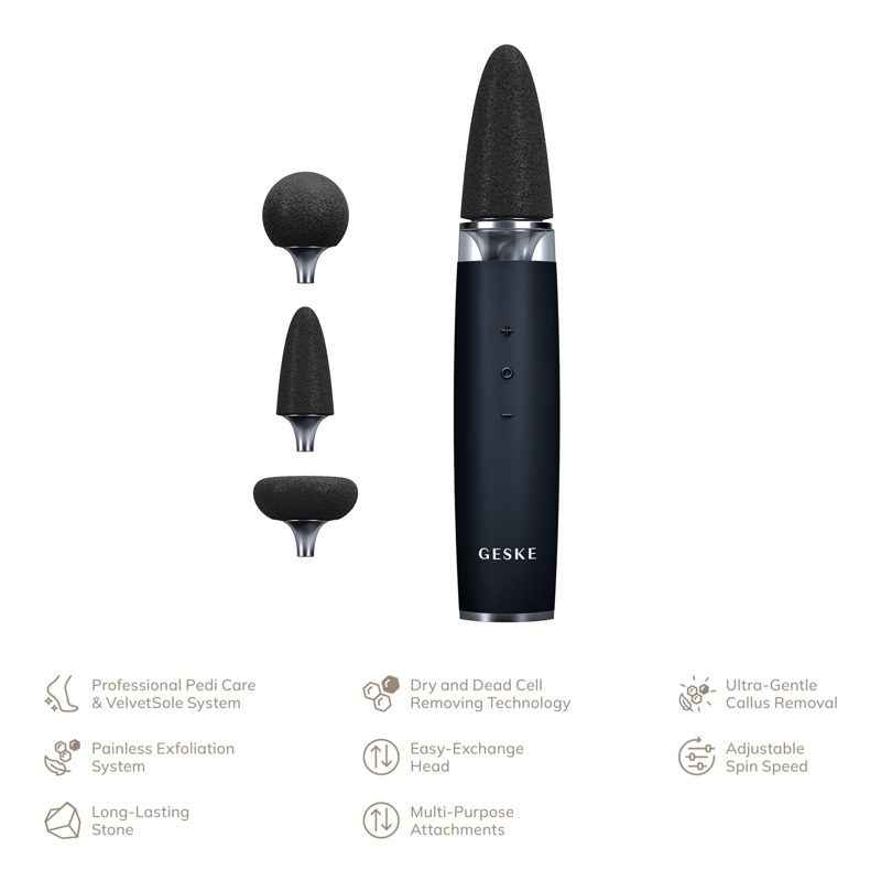 Шлифовальная пилка для стоп с дополнительными насадками GESKE Electric Pumice Foot Smoothing Multi-Pen 8в1 black Шлифовальная пилка для стоп с дополнительными насадками GESKE Electric Pumice Foot Smoothing Multi-Pen 8в1 black