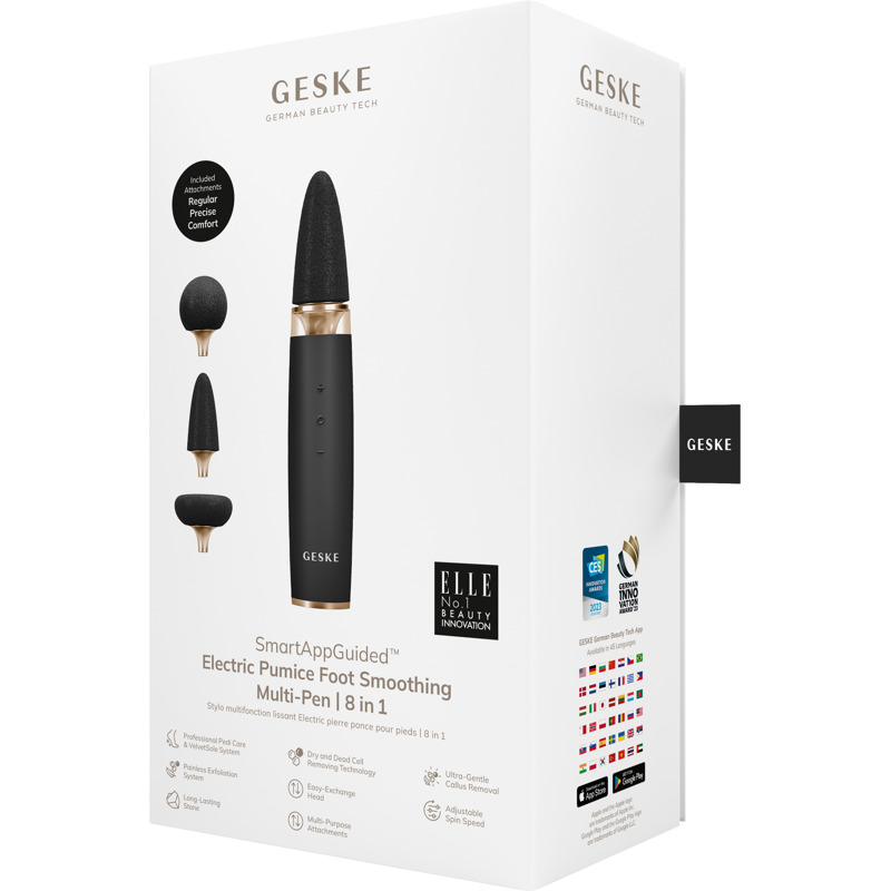 Шлифовальная пилка для стоп с дополнительными насадками GESKE Electric Pumice Foot Smoothing Multi-Pen 8в1 gray Шлифовальная пилка для стоп с дополнительными насадками GESKE Electric Pumice Foot Smoothing Multi-Pen 8в1 gray