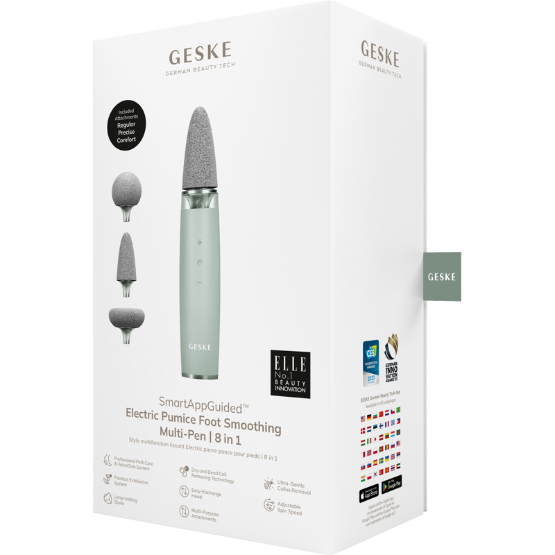 Шлифовальная пилка для стоп с дополнительными насадками GESKE Electric Pumice Foot Smoothing Multi-Pen 8в1 green