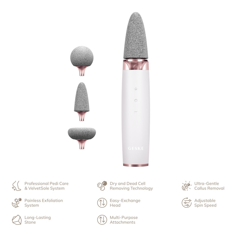 Шлифовальная пилка для стоп с дополнительными насадками GESKE Electric Pumice Foot Smoothing Multi-Pen 8в1 starlight
