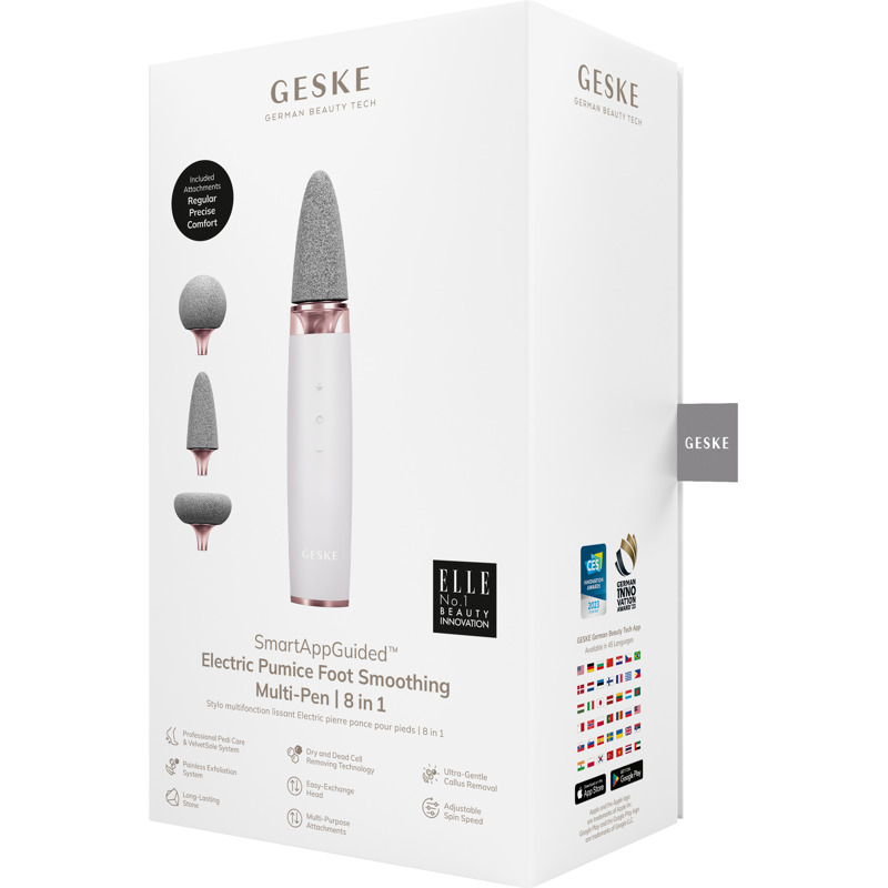 Шлифовальная пилка для стоп с дополнительными насадками GESKE Electric Pumice Foot Smoothing Multi-Pen 8в1 starlight