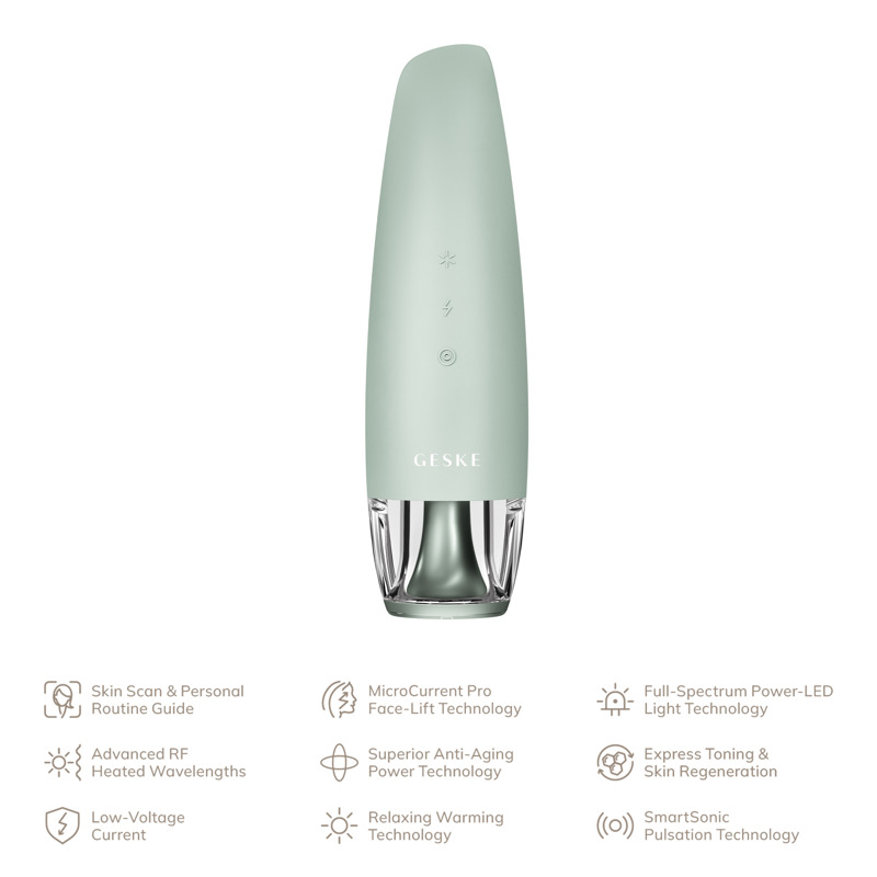 Антивозрастной LED-излучатель для восстановления кожи лица GESKE Anti-Aging Skin Renewer 9в1 green