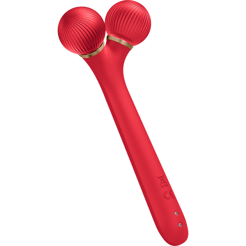 Электронный ультразвуковой ролик для лица GESKE Sonic Facial Roller 4в1 red