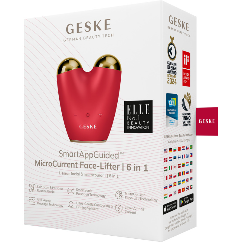 Микротоковый подтягиватель лица GESKE MicroCurrent Face-Lifter 6в1 red