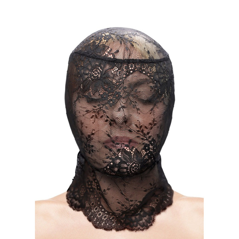 Капюшон-маска на все лицо кружевной NS Novelties Fetish & Fashion Lace Hood чёрный