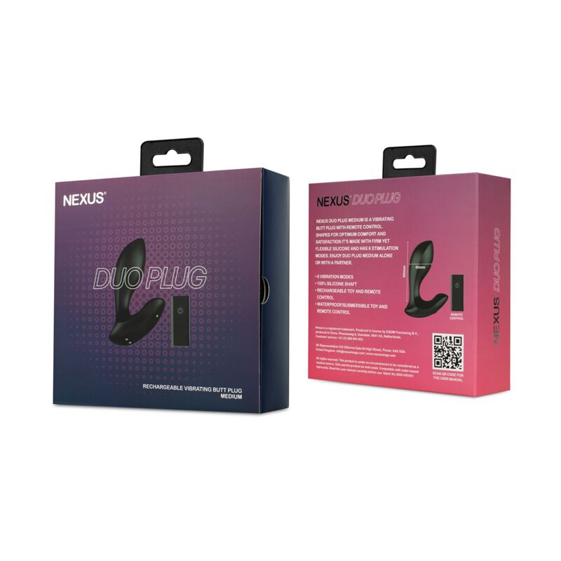 Анальная вибропробка Nexus DUO Plug Medium, пульт ДУ