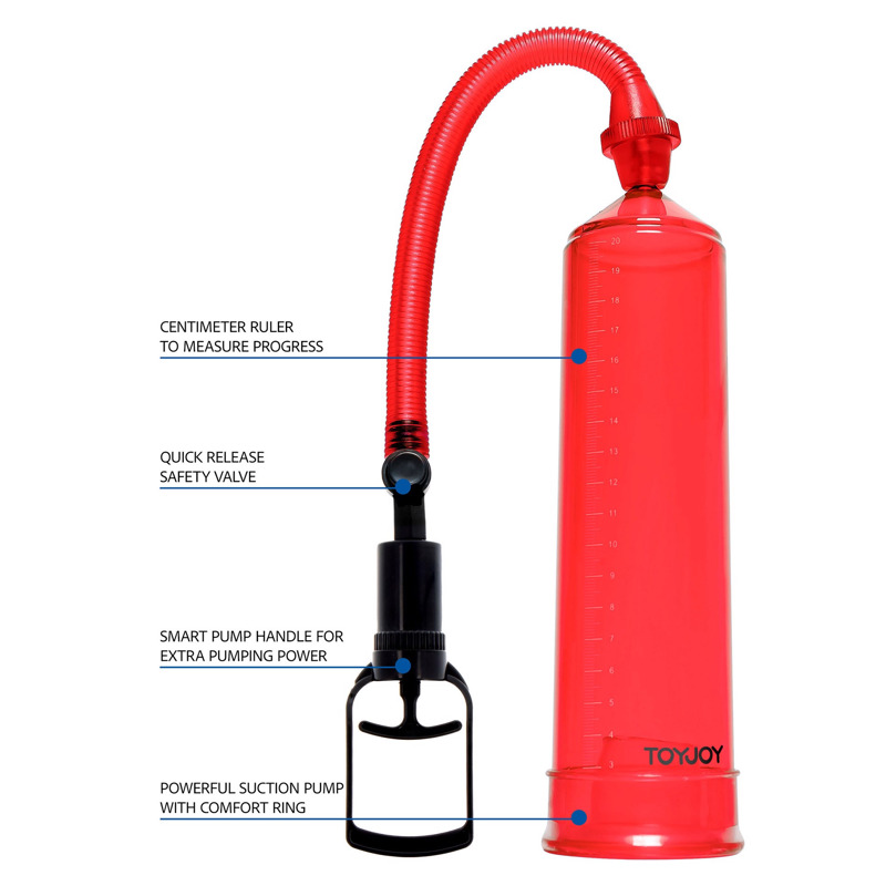Вакуумная помпа для члена Toy Joy Power Pump механическая, красная