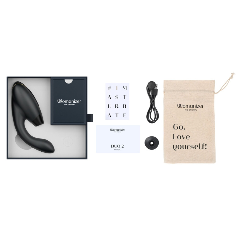 Двойной вакуумный клиторальный стимулятор с вибрацией Womanizer Duo 2 - Black, независимые моторы