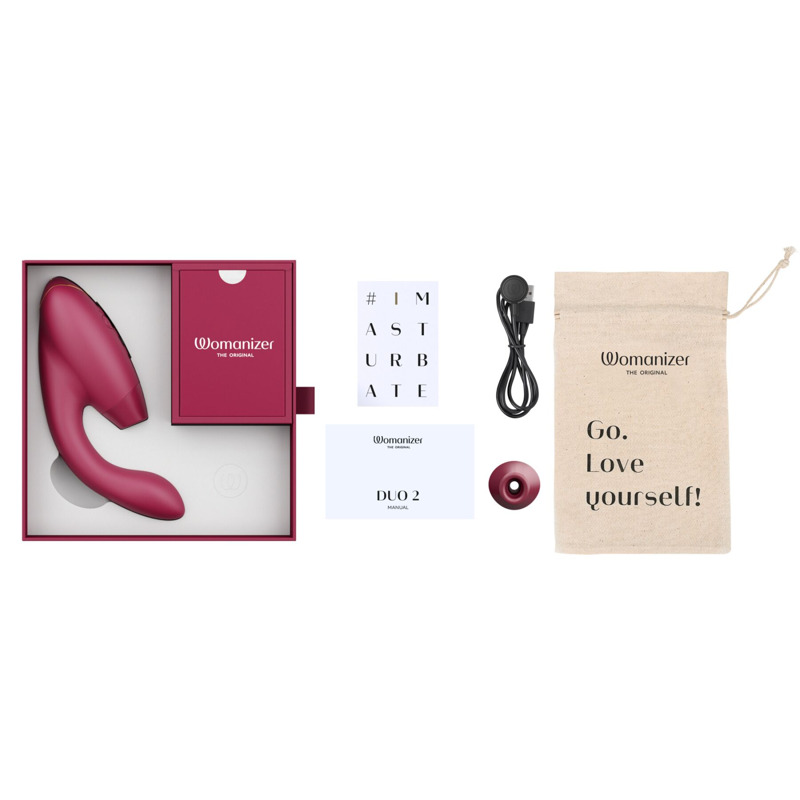 Двойной вакуумный клиторальный стимулятор с вибрацией Womanizer Duo 2 - Bordeaux, независимые моторы