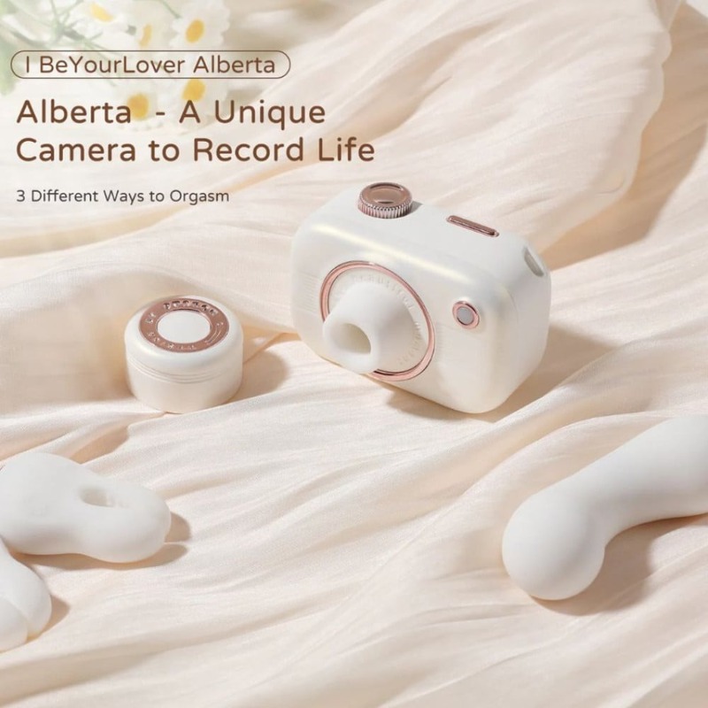 Смарт стимулятор 5-в-1 для клитора, сосков и точки G BeYourLover Alberta в виде фотоаппарата, белый