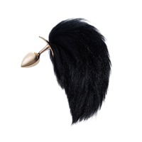 Анальная пробка с хвостиком лисы Romfun Fox Tail черный/золотой