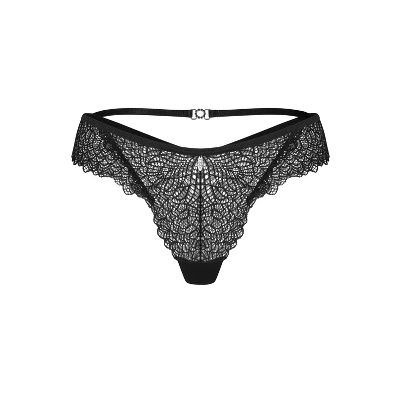 Кружевные трусики Obsessive Iliosa черные, L/XL