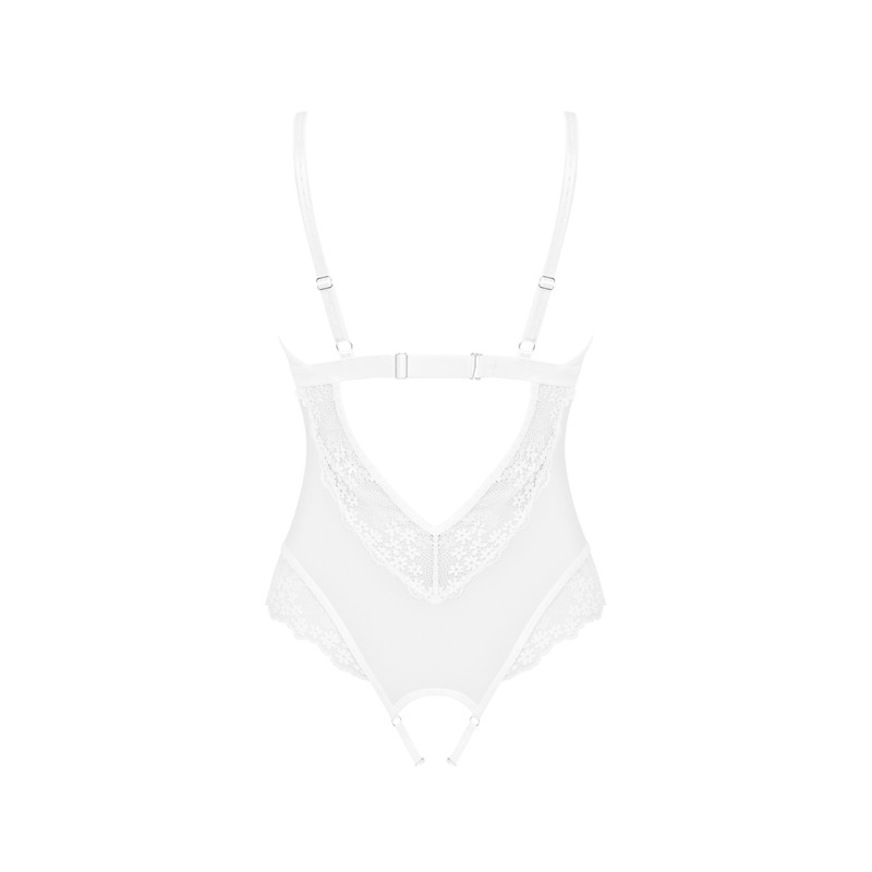 Прозрачный боди Obsessive Heavenlly с открытым доступом, белый, XS/S