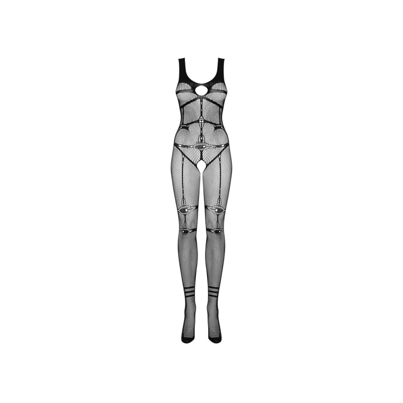 Комбинезон сетка Obsessive Bodystocking N123, чорный, One Size