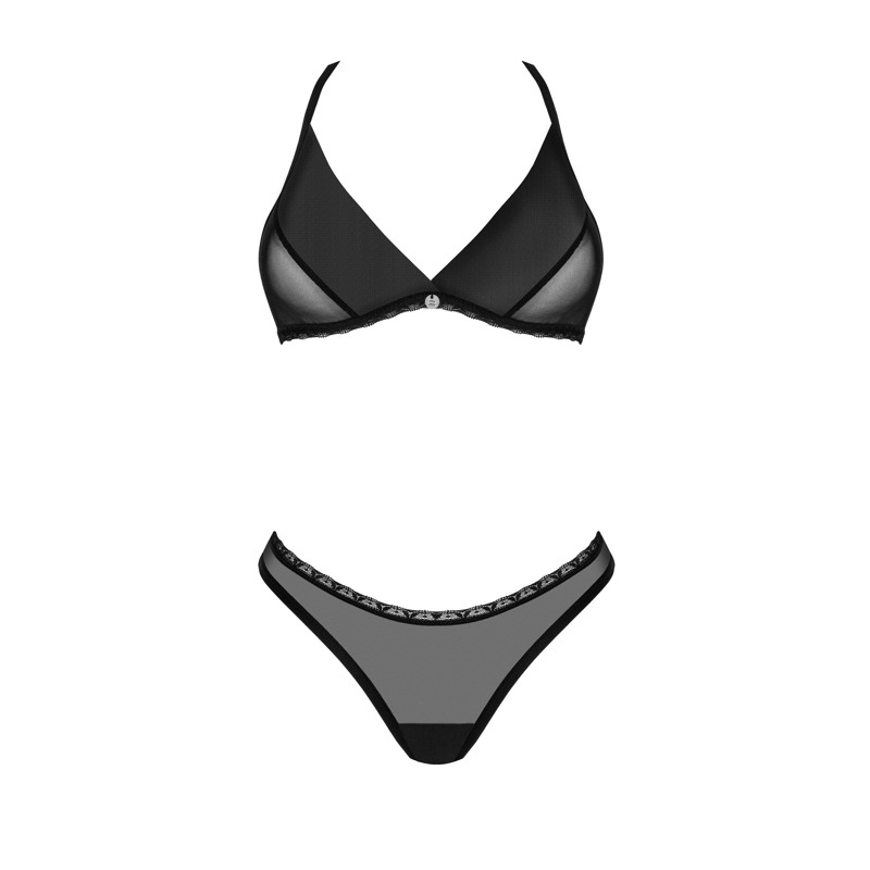 Комплект в сеточку Obsessive Latinesa лиф и трусики, черный, XS/S
